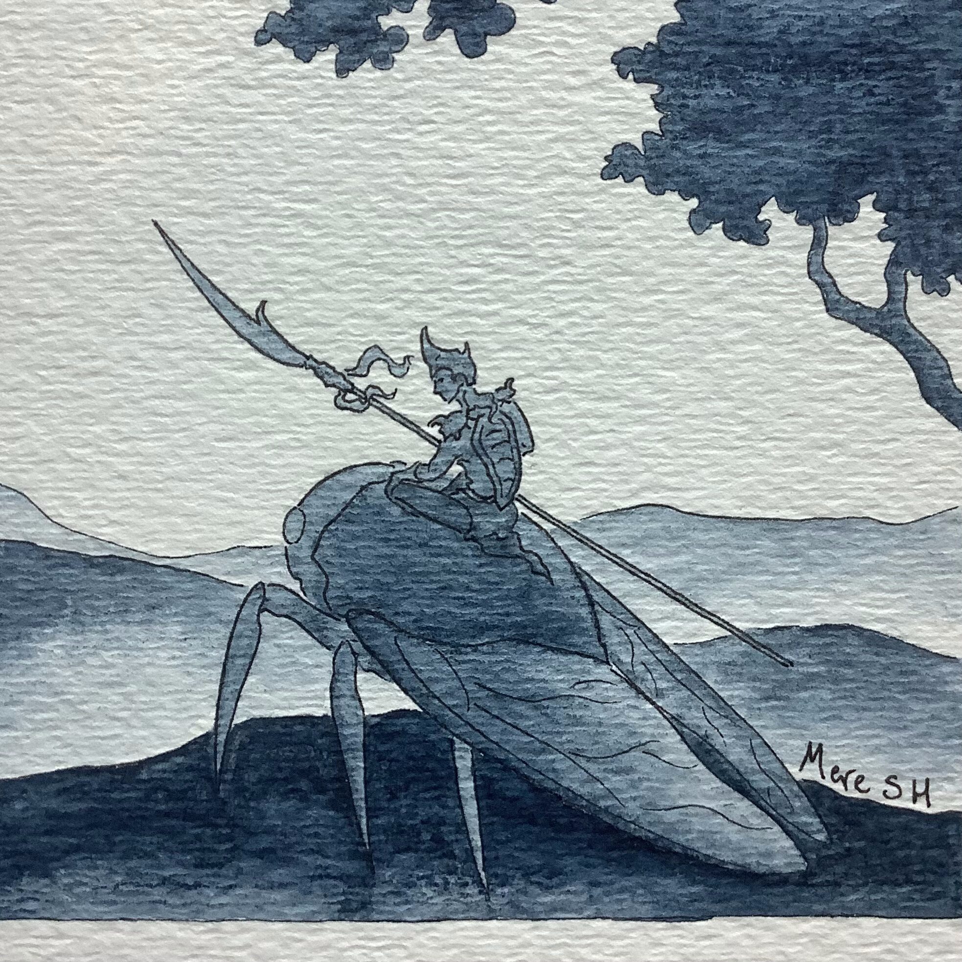 Cicada Warrior Watercolor