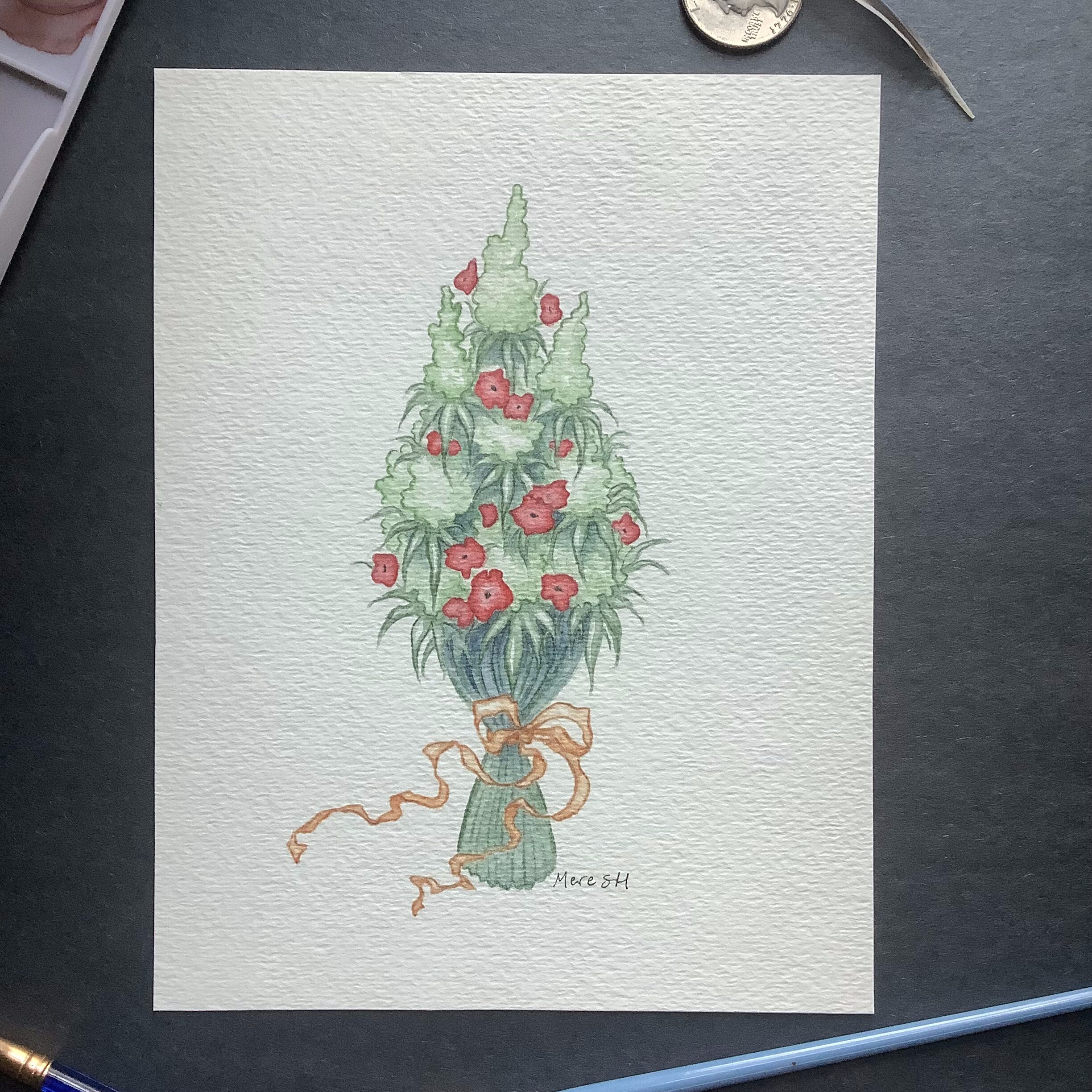 Poppies and Weeds Watercolor