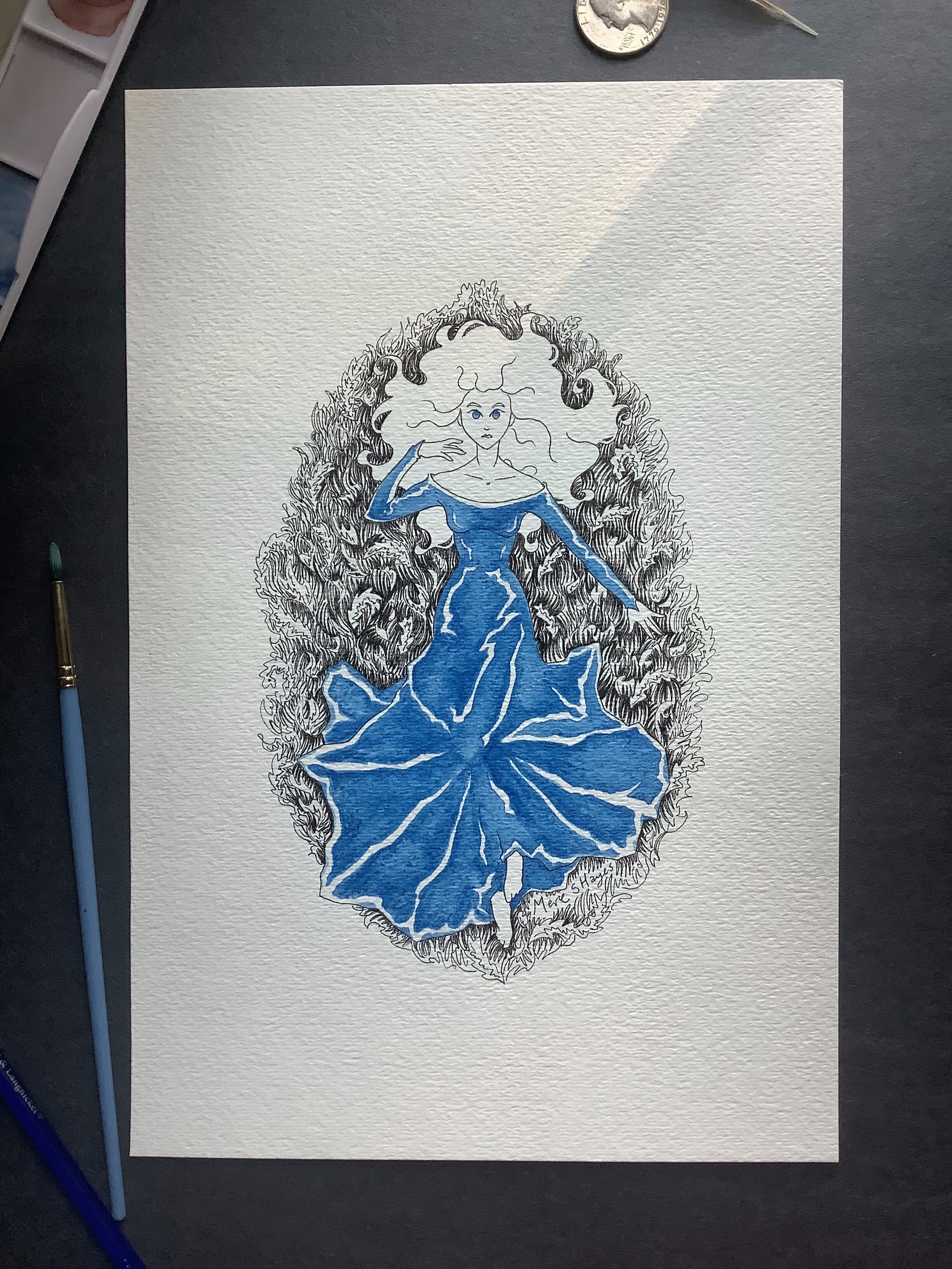 Blue Silk Watercolor