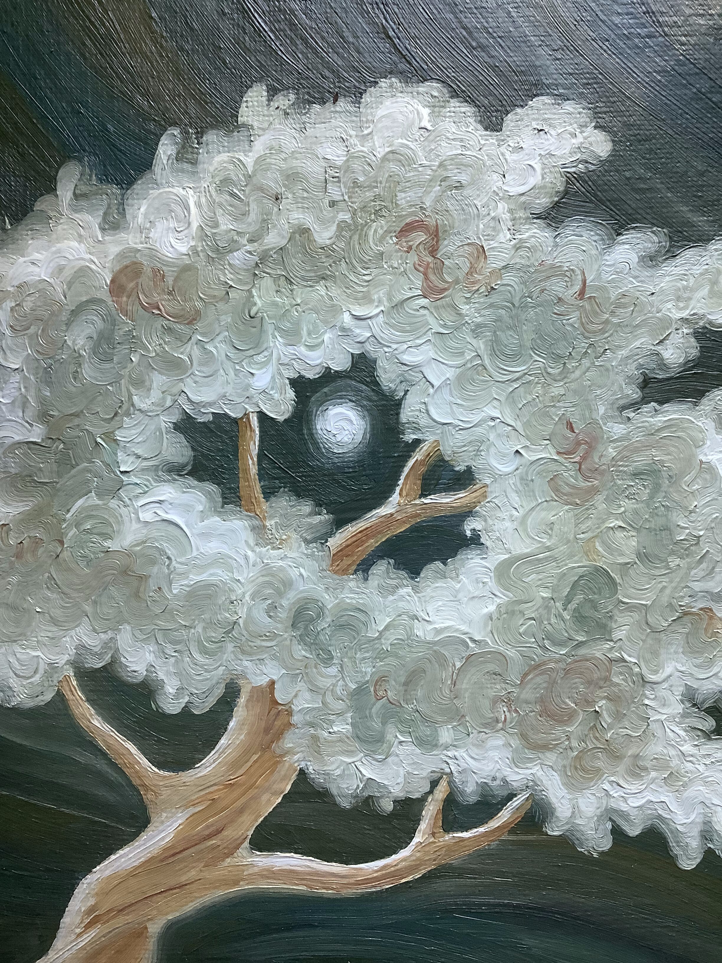 Moonlit Tree Oil Painting