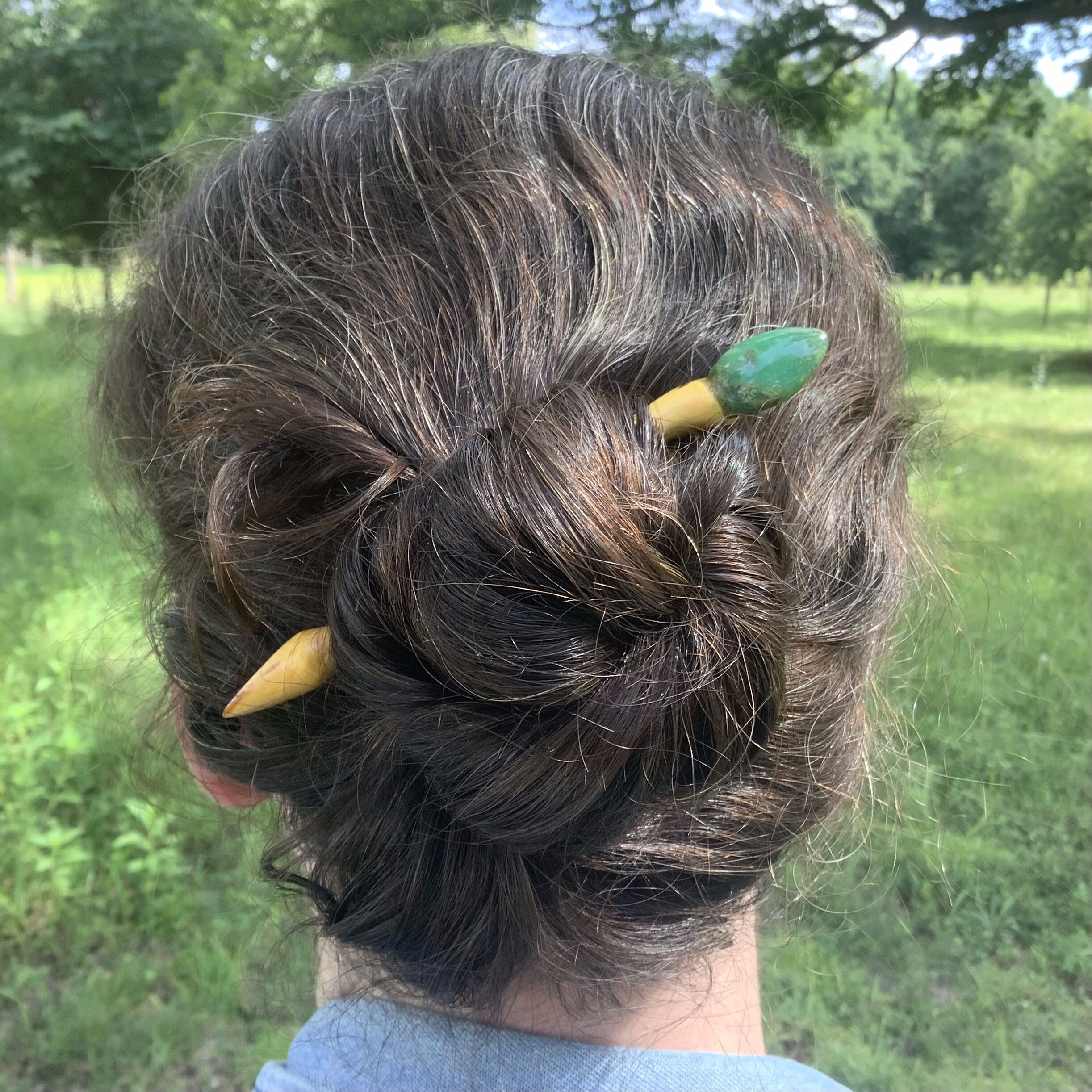 Cedar and Teardrop Chrysoprase Hair Stick