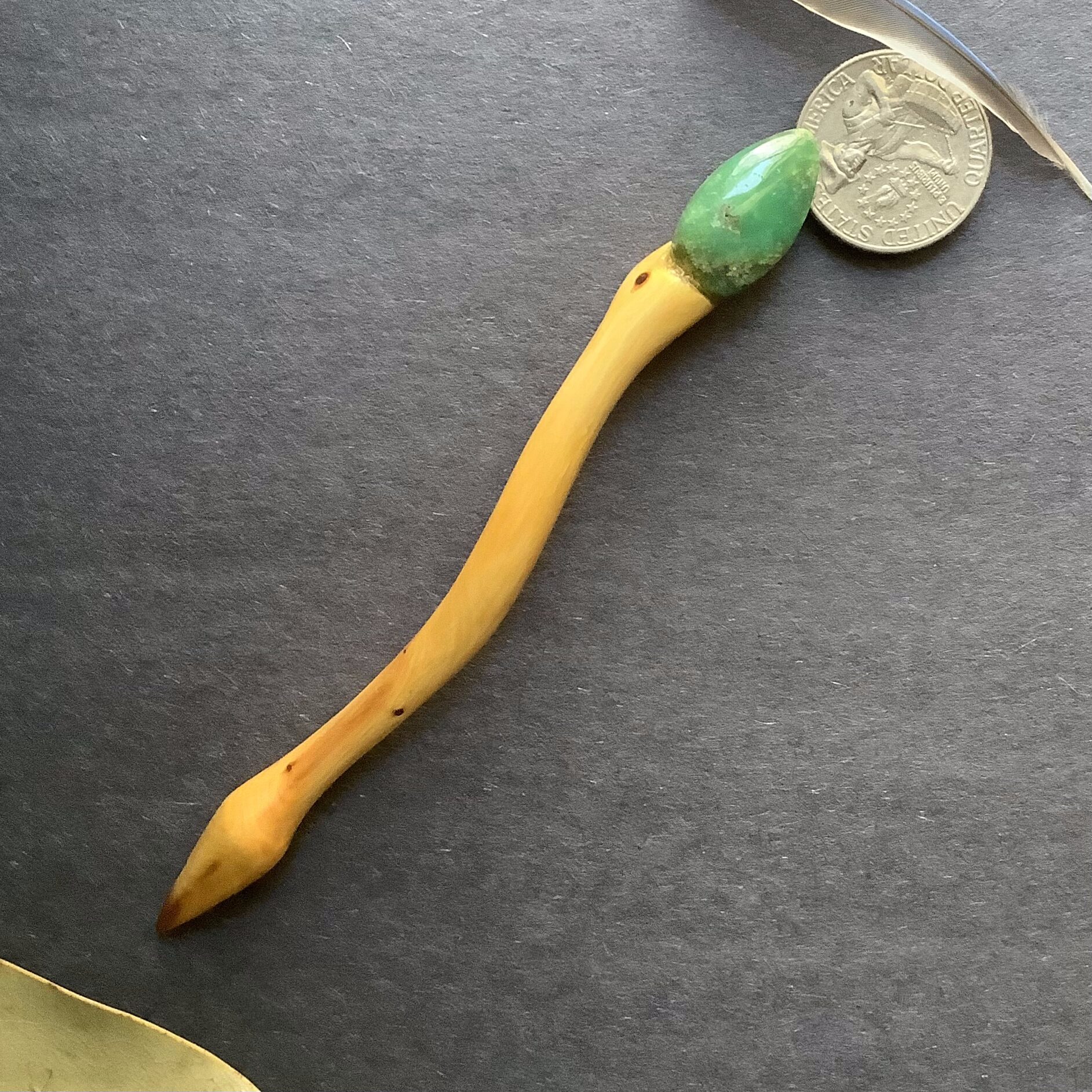 Cedar and Teardrop Chrysoprase Hair Stick