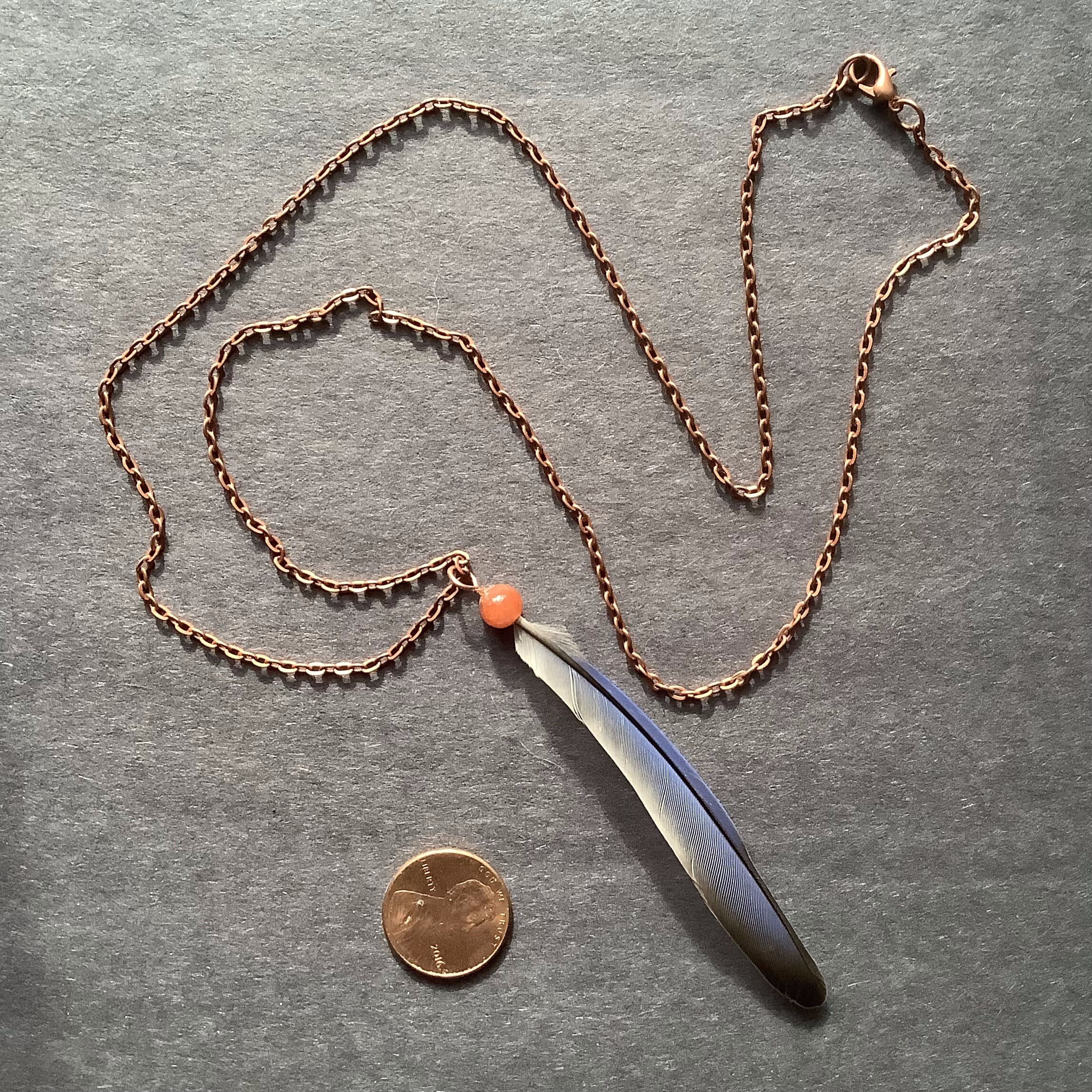 Bluebird Feather and Gem Necklace