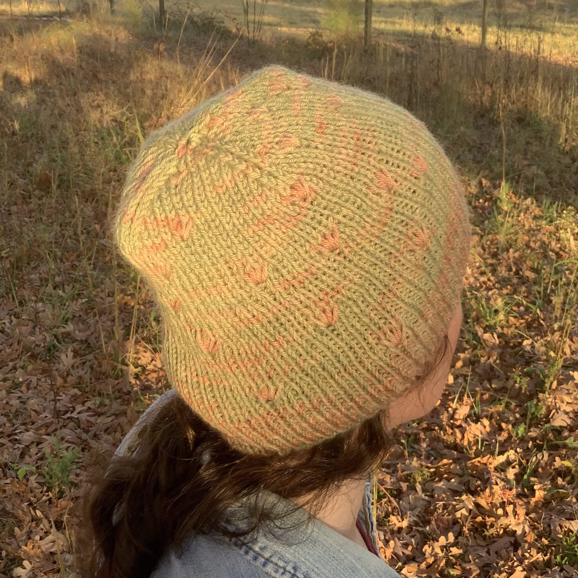 Green and Pink Daisy Beanie