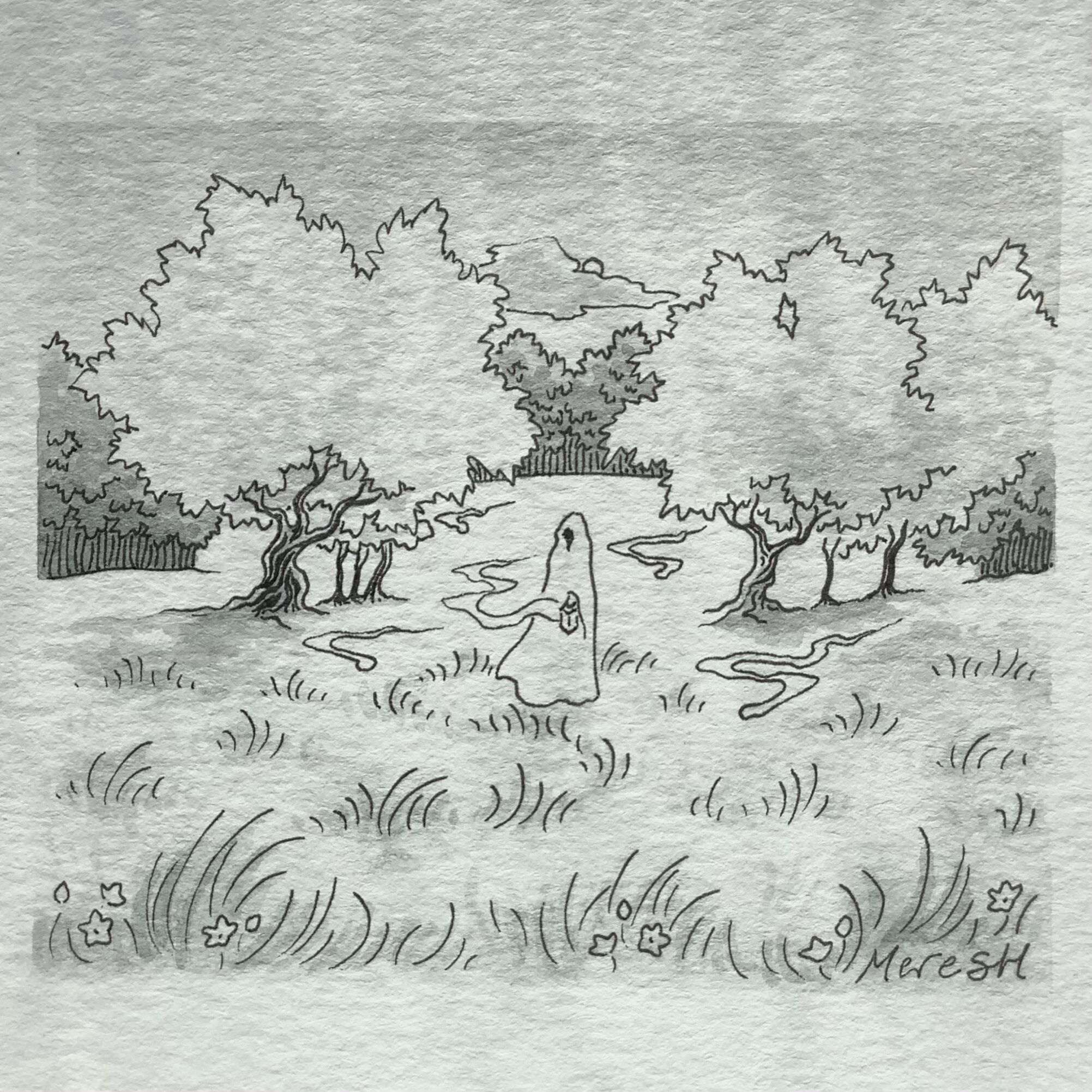 Mini Spirit Shepherd Ink Illustration