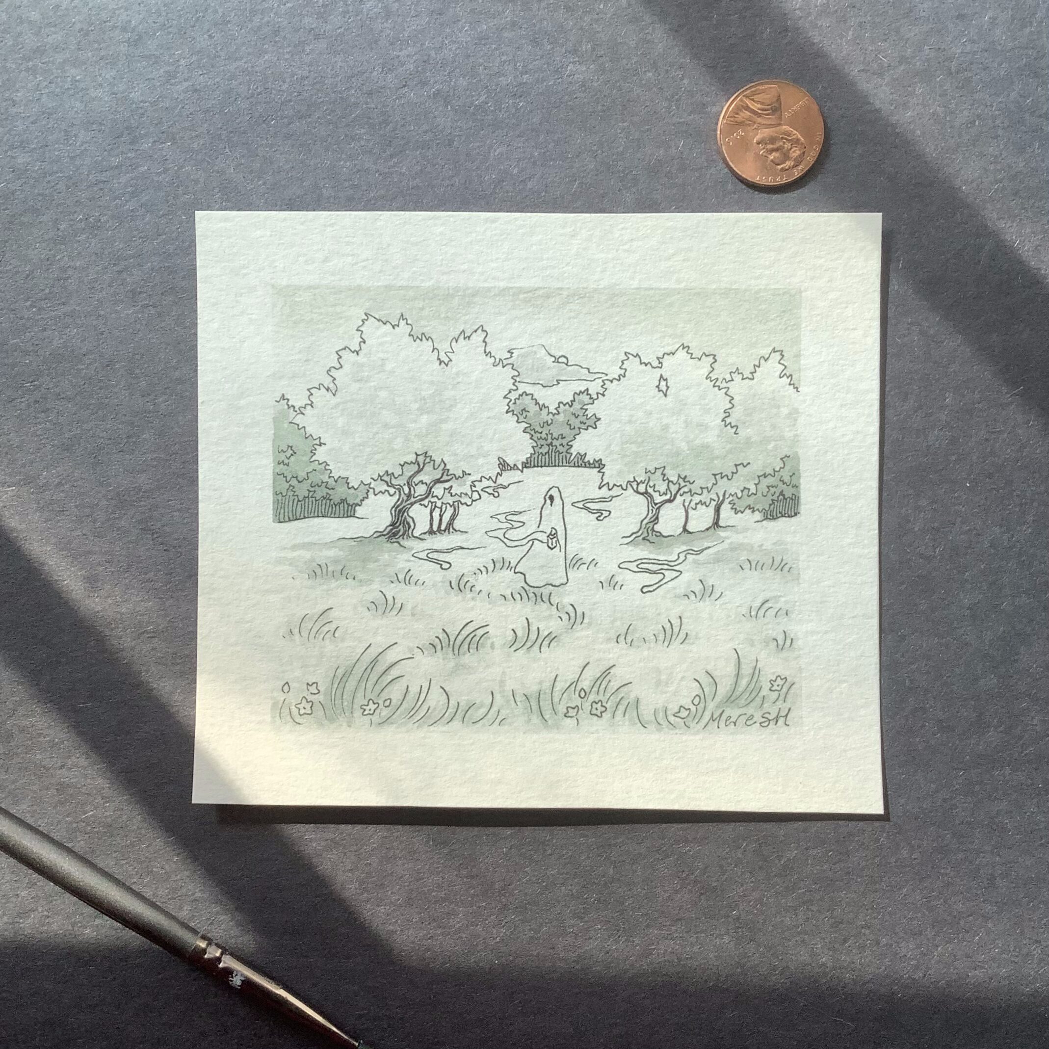 Mini Spirit Shepherd Ink Illustration